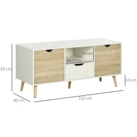HOMCOM Móvel de TV com Gaveta para Televisores de até 50 Polegadas Aparador de Sala de Estar 110x40x50cm Branco e Madeira(m-3)