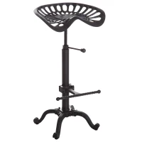 HOMCOM Cast Iron Adjustable Height Industrial Bar Stool with Footrest(m-1)