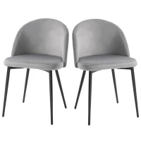 HOMCOM Lot de 2 chaises salle à manger chaise de cuisine scandinave chaise en velours rembourrée avec pieds effilés en métal, pour salon, salle à manger, gris(m-10)