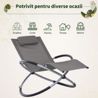 Outsunny Scaun Balansoar din Texilene Zero-Gravity Gri 154x80x84cm(m-7)