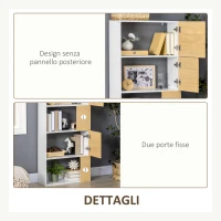 HOMCOM Libreria Moderna con Scaffali Asimmetrici e Ante Soft Close, 63x22x166cm, Bianco e Naturale(m-7)