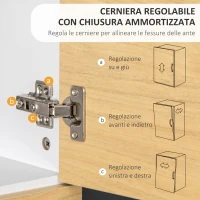 HOMCOM Libreria Moderna con Scaffali Asimmetrici e Ante Soft Close, 63x22x166cm, Bianco e Naturale(m-5)