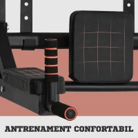 Homcom Bara Tractiuni Perete – Otel Negru, 120 kg, Manere Antialunecare(m-7)