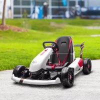 HOMCOM 12V Electric Ride-On Go Kart, with Remote Control, Lights, Music, Horn - White(m-10)