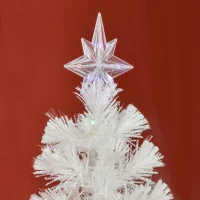 HOMCOM Sapin de Noël Artificiel Blanc Sapin Lumineux 180H cm Fibre Optique + 220 LED Couleurs RVB 7 Modes Support Pied Inclus 220 Branches étoile Sommet Brillante(m-9)