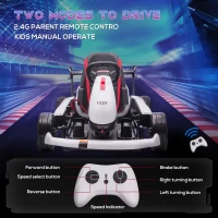 HOMCOM 12V Electric Ride-On Go Kart, with Remote Control, Lights, Music, Horn - White(m-5)