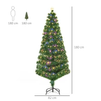 HOMCOM Sapin Arbre de noël Artificiel Lumineux 180cm avec Fibre Optique+230 LED 8 Modes Scintillants Vert Neuf 61(m-3)