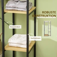 HOMCOM Garderobe im Industriedesign 1 Schublade, 1 Kleiderstange, 4 Regale 77 cm x 39 cm x 180 cm Schwarz + Natur(m-5)