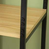 HOMCOM Garderobe im Industriedesign 1 Schublade, 1 Kleiderstange, 4 Regale 77 cm x 39 cm x 180 cm Schwarz + Natur(m-9)