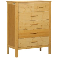 HOMCOM Kommode mit 6 Schubladen, 66 cm x 37,5 cm x 88,6 cm, Natur(m-1)