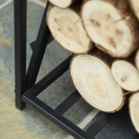HOMCOM Suporte para Lenhas 46x30x76cm com 4 Ferramentas Incluídas Estrutura de Aço Carga Máxima 100kg para Exterior e Interior Preto(m-9)