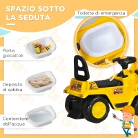 HOMCOM Trattore per Bambini 3-4 Anni con Rullo Compressore e Spazio Portaoggetti, 88x33x37 cm, Giallo e Nero(m-5)