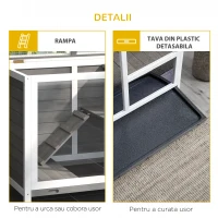 PawHut Cusca Iepuri 2 Niveluri – Lemn Rezistent, Spatioasa & Practica(m-7)