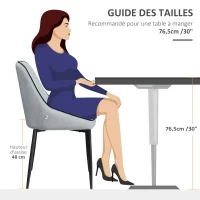 HOMCOM Lot de 2 chaises de salle à manger en tissu velours et pieds en acier noir - gris avec passepoil noir 50 x 56 x 84 cm(m-7)