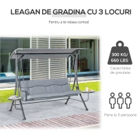 Outsunny Balansoar cu 3 scaune de gradina sau balcon cu acoperis si 2 mese de cafea(m-7)