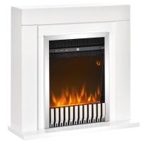 HOMCOM Lareira Elétrica Potência 1000/2000W com Chama Realista Termostato Controle Remoto Temporizador e Proteção de Superaquecimento para 20-25m² 79x26x77,5cm Branco