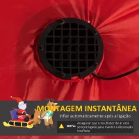 HOMCOM Decoração de Natal Inflável Pai Natal com Rena 8 Luzes LED Iluminação de Natal para Interior e Exterior 152x72x122cm(m-6)