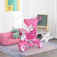 HOMCOM Triciclo para crianças a partir de 18 meses, dobrável com luz e música 102x48x96 cm Rosa(m-10)