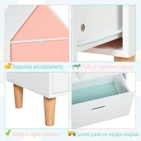 HOMCOM Libreria Scaffale Portagiochi per Cameretta Bimbi e Ragazzi, 1 Cassetto e 4 Ripiani, Bianca e Azzurra 50x30x142cm(m-7)
