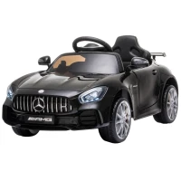 HOMCOM Macchinina per Bambini Elettrica 12V con Licenza Mercedes-AMG GTR, Velocità 3-5km/h, Telecomando, Luci e Suoni, Nera(m-1)