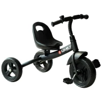 HOMCOM Triciclo para Crianças acima de 18 Meses Triciclo Infantil com Protetor de Segurança para as Rodas e Campainha 79x50,5x58 cm Preto(m-1)