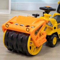 HOMCOM Trattore per Bambini 3-4 Anni con Rullo Compressore e Spazio Portaoggetti, 88x33x37 cm, Giallo e Nero(m-8)