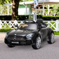 HOMCOM Macchinina per Bambini Elettrica 12V con Licenza Mercedes-AMG GTR, Velocità 3-5km/h, Telecomando, Luci e Suoni, Nera(m-2)