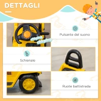 HOMCOM Trattore per Bambini 3-4 Anni con Rullo Compressore e Spazio Portaoggetti, 88x33x37 cm, Giallo e Nero(m-6)