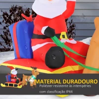 HOMCOM Decoração de Natal Inflável Pai Natal com Rena 8 Luzes LED Iluminação de Natal para Interior e Exterior 152x72x122cm(m-5)
