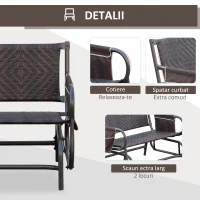Outsunny banca 2 locuri cu balansoar, 122x75x88cm, maro(m-6)