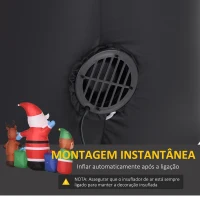 HOMCOM Decoração Insuflável de Natal Pai Natal com Rena e Duende com 6 Luzes LED e Insuflador 203x50x153 cm Multicor(m-6)