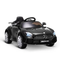 HOMCOM Macchinina per Bambini Elettrica 12V con Licenza Mercedes-AMG GTR, Velocità 3-5km/h, Telecomando, Luci e Suoni, Nera(m-10)