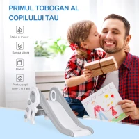 HomCom tobogan plastic copii 1-3 ani, 133x52x58cm, gri+alb(m-4)