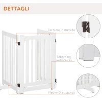 PawHut Cancellino per Cani Pieghevole a 3 Pannelli, Porta Centrale con Blocco, Struttura in MDF, 155x76cm Bianco(m-7)
