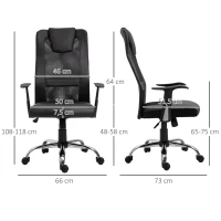 Vinsetto Chaise de Bureau Ergonomique Fauteuil de Bureau pivotant, hauteur réglable, Dossier en maille respirante, revêtement en Nylon synthétique Noir(m-3)