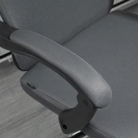 HOMCOM Fauteuil de bureau manager chaise de bureau dossier inclinable hauteur réglable roulettes pivotantes repose-pied appui-tête polyester gris(m-8)