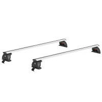 HOMCOM 2 barres de toit de voiture verrouillables 4 clés fournies alliage d'aluminium 123,6 x 15 x 15 cm - charge max. 100 kg - argenté et noir(m-1)
