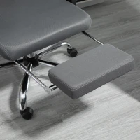 HOMCOM Fauteuil de bureau manager chaise de bureau dossier inclinable hauteur réglable roulettes pivotantes repose-pied appui-tête polyester gris(m-9)