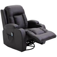 HOMCOM Fauteuil de Massage et Relaxation électrique Chauffant 360° pivotant inclinable manuellement Repose-Pied télécommande ‎Marron(m-10)