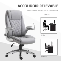 HOMCOM Fauteuil de bureau chaise de bureau ergonomique hauteur réglable roulettes pivotant P.U 70 x 71 x 121 cm gris(m-6)