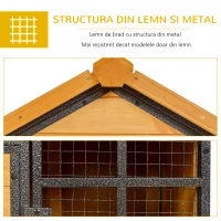 PawHut Cusca pentru Iepuri cu Casuta Rampa Curte Cusca pentru Iepuri din Lemn si Metal(m-6)