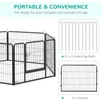 PawHut 12 Panels Heavy Duty Puppy Playpen, for Small Dogs, Indoor and Outdoor Use - Silver(m-6)