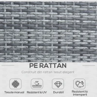 Outsunny Set Mobilier de Extern in PE Rattan Canapea si 2 Fotolii si Perna Gri(m-4)