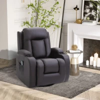HOMCOM Fauteuil de Massage et Relaxation électrique Chauffant 360° pivotant inclinable manuellement Repose-Pied télécommande ‎Marron(m-2)