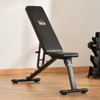 HOMCOM Panca Multifunzione per Addominali,6 Livelli di Inclinazione e Altezza Regolabile, Panca Palestra Pieghevole, Panca Pesi, Panca Piana , Acciaio e PU, 125x45x45-118cm, Nero(m-9)