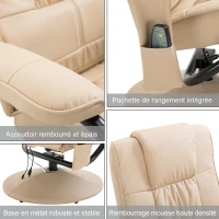 HOMCOM Fauteuil de Massage Vibration Electrique Relaxation avec Chauffage Beige(m-5)