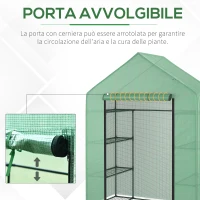 Outsunny Serra da Giardino per Piante con Scaffali in Acciaio e PE, Serra da Balcone con tetto spiovente (143x73x195cm)(m-6)