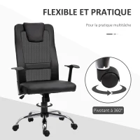 Vinsetto Chaise de Bureau Ergonomique Fauteuil de Bureau pivotant, hauteur réglable, Dossier en maille respirante, revêtement en Nylon synthétique Noir(m-7)