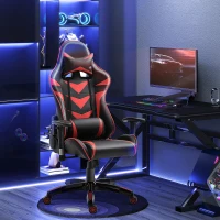 HOMCOM Fauteuil gamer chaise de gaming fauteuil de bureau pivotant inclinable fauteuil manager grand confort style baquet racing avec coussins revêtement synthétique rouge noir(m-10)