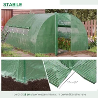 Outsunny Serra a Tunnel per Orto in Acciaio con Copertura in PE, Porta e Finestre, 570x292x197cm, Verde(m-5)